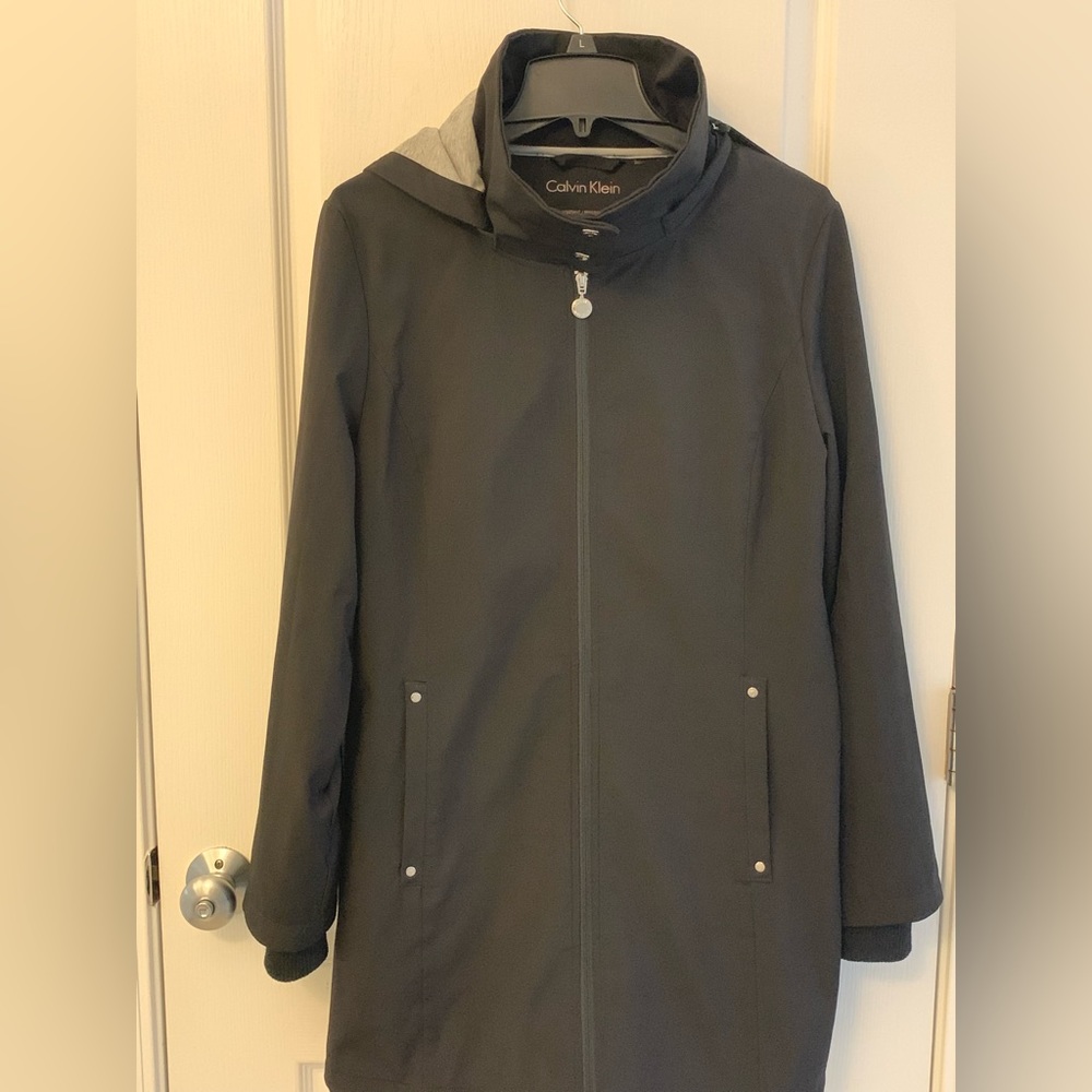 Calvin Klein Black Hard Shell Long Coat